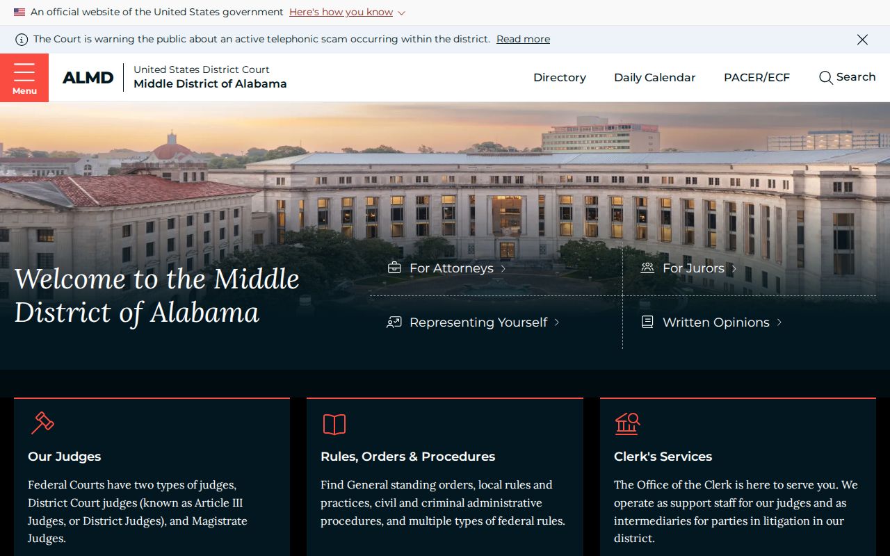 Butler County court records source at the Middle District of Alabama