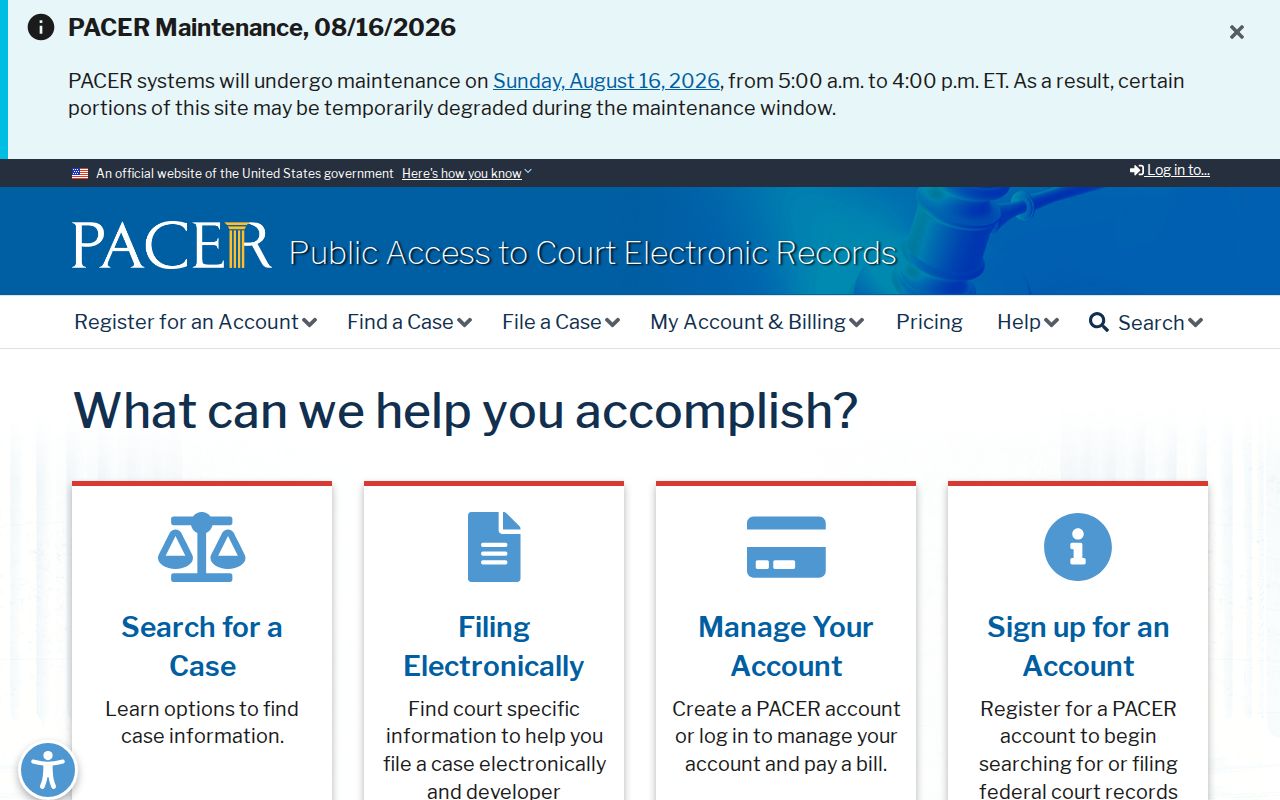 Butler County federal court record access through PACER